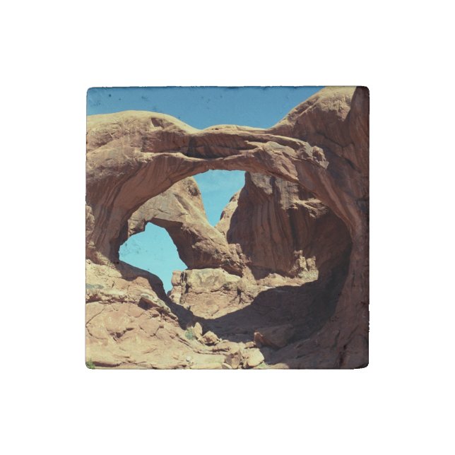 Double Arch Utah Desert Landscape Photo Stone Magnet (Front)