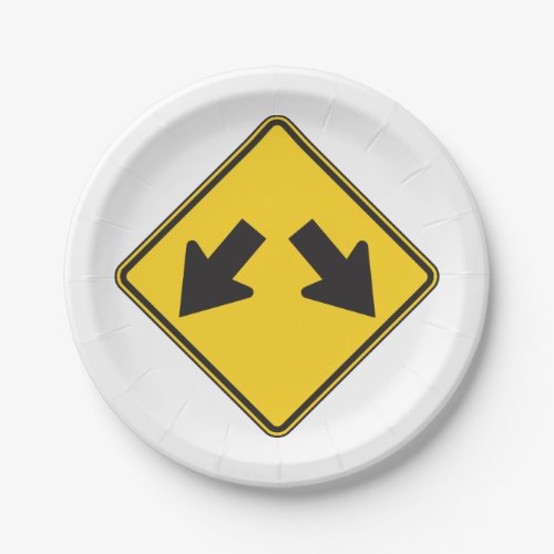 Double Arrows Road Sign Paper Plates