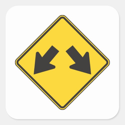 Double Arrows Road Sign Square Sticker