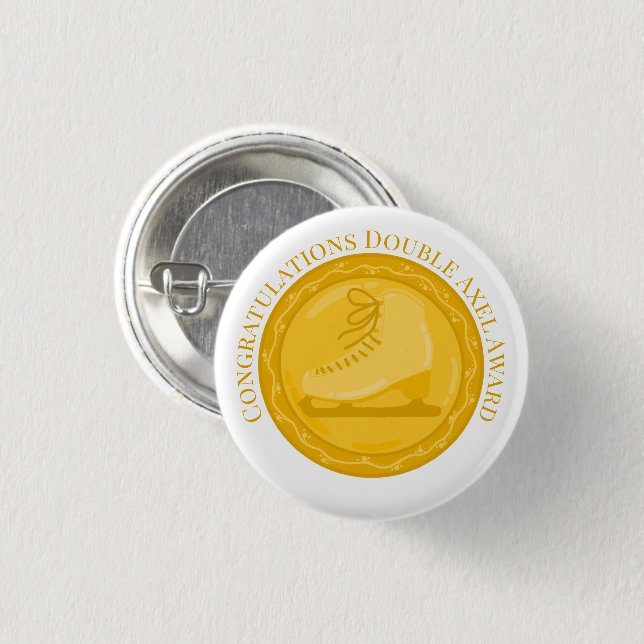 DOUBLE AXEL AWARD Ice Skating Special Achievement Button (Front & Back)