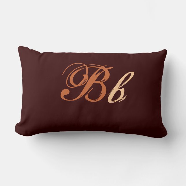 Double B Monogram in Brown and Beige Lumbar Pillow (Front)