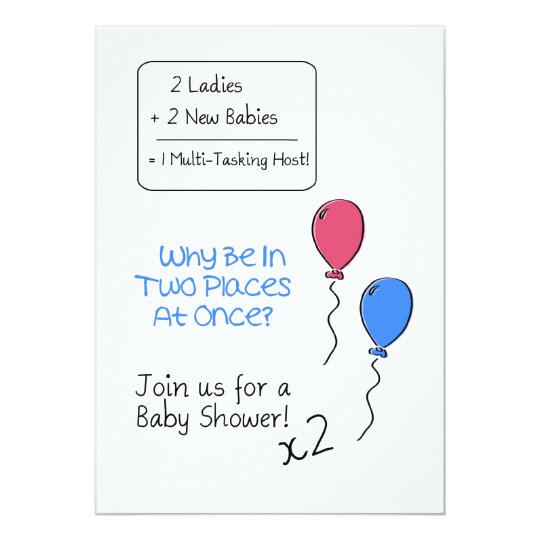 Double Baby Shower Invitation Balloons Zazzle