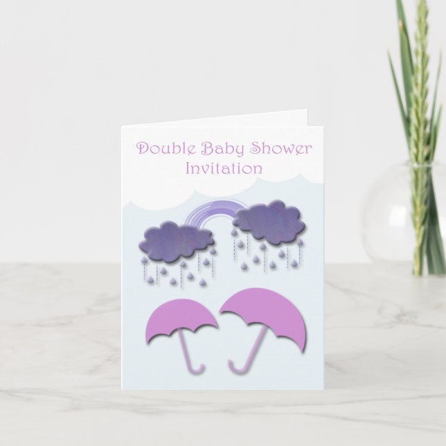 Double Baby Shower Invitation Cards (Front)