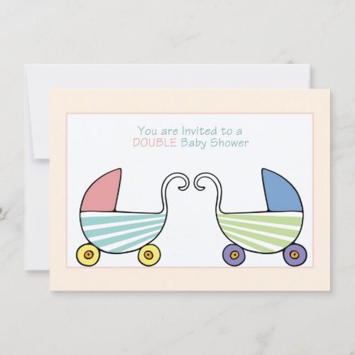 Double Baby Shower Strollers Invitation