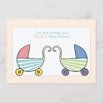 Double Baby Shower Strollers Invitation by elizdesigns at Zazzle