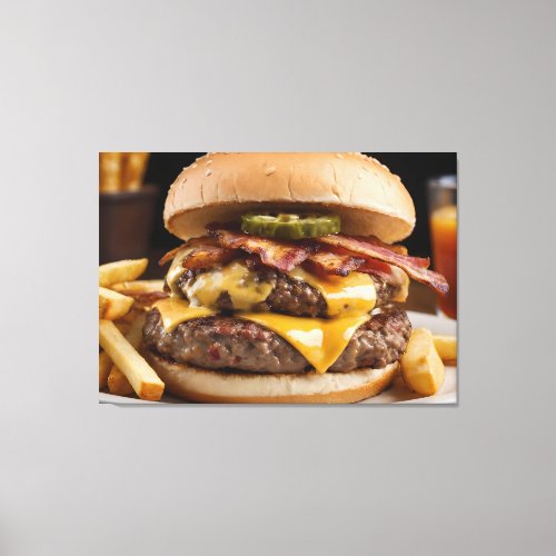 Double Bacon Cheeseburger Canvas Print