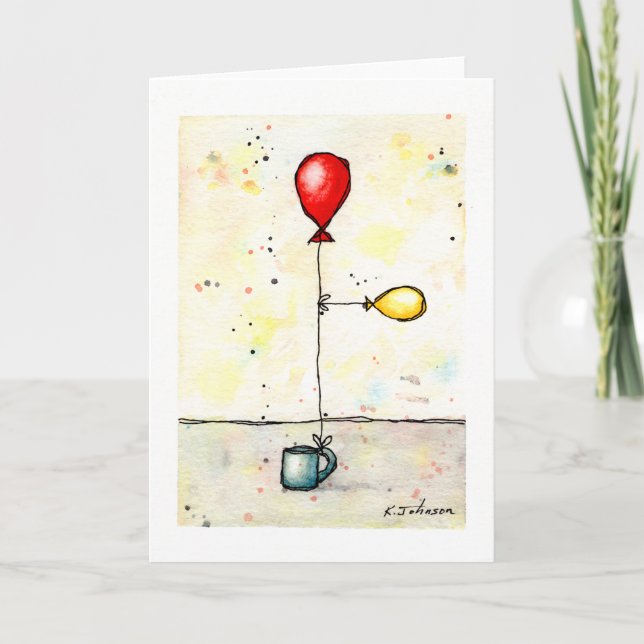 Double Balloon Watercolor Greeting Card (Front)