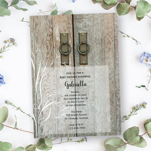 Double Barn Doors Country Baby Shower Invitation