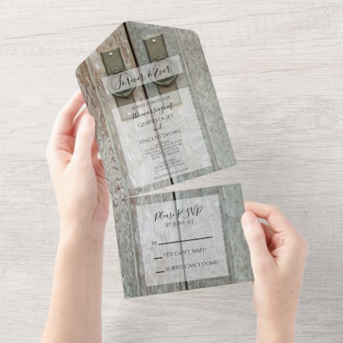 Double Barn Doors Country Wedding All In One Invitation