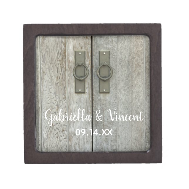 Double Barn Doors Country Wedding Jewelry Box (Front)