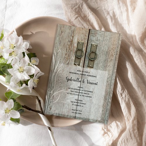 Double Barn Door Country Wedding Rehearsal Dinner Personalized Invites