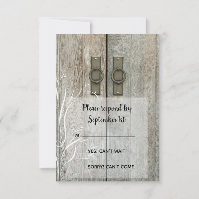 Double Barn Doors Country Wedding RSVP Response (Front)