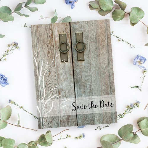 Double Barn Doors Country Wedding Save the Date Announcement Postcard