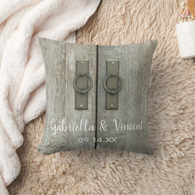 Double Barn Doors Country Wedding Throw Pillow (Blanket)