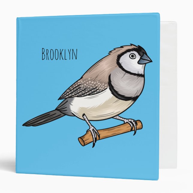 Double-barred finch bird cartoon illustration  3 ring binder (Front/Inside)