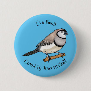 Double-barred finch bird cartoon illustration button