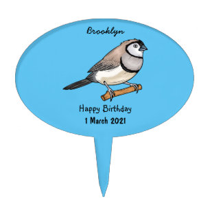 Double-barred finch bird cartoon illustration cake topper