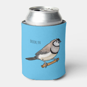 Double-barred finch bird cartoon illustration can cooler