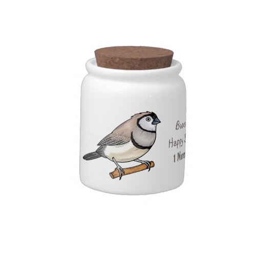 Double_barred finch bird cartoon illustration candy jar