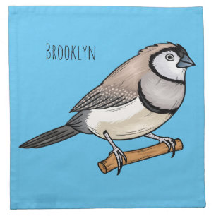 Double-barred finch bird cartoon illustration cloth napkin