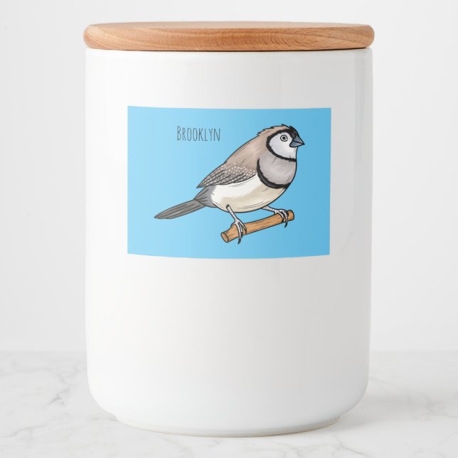 Double-barred finch bird cartoon illustration  food label (Front)