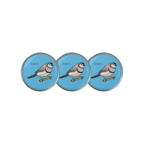 Double_barred finch bird cartoon illustration  golf ball marker