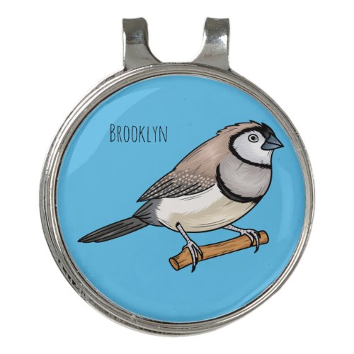 Double_barred finch bird cartoon illustration   golf hat clip