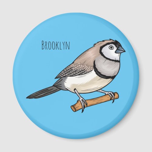 Double_barred finch bird cartoon illustration magnet