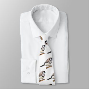 Double-barred finch bird cartoon illustration neck tie