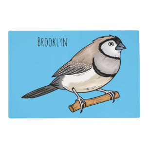 Double-barred finch bird cartoon illustration placemat