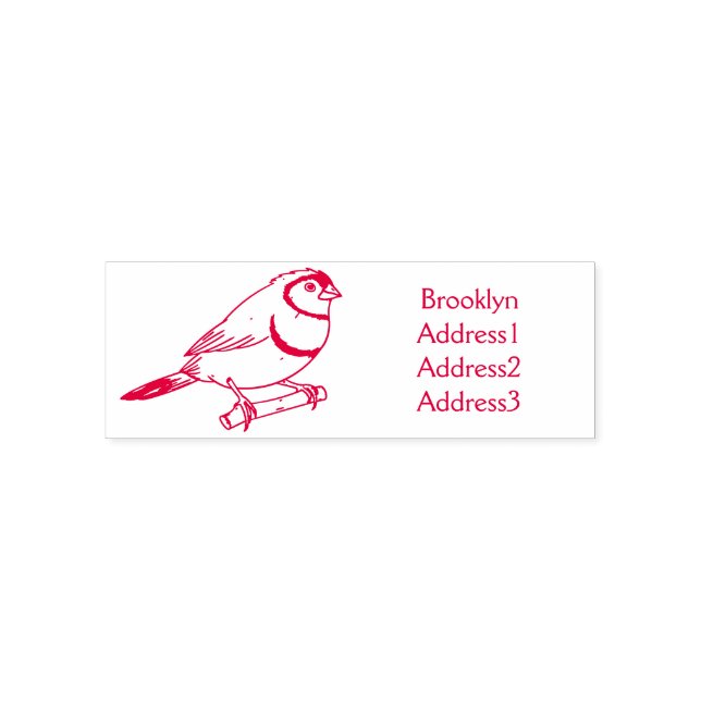 Double-barred finch bird cartoon illustration  self-inking stamp (Design)