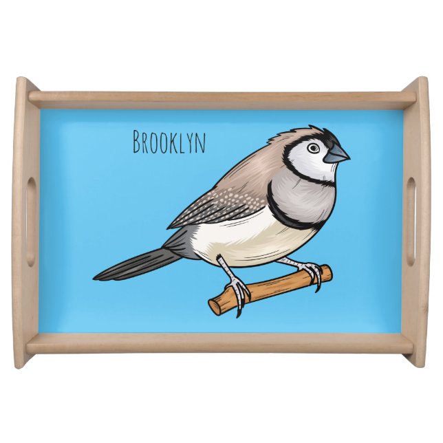 Double-barred finch bird cartoon illustration serving tray (Front)