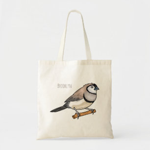 Double-barred finch bird cartoon illustration tote bag