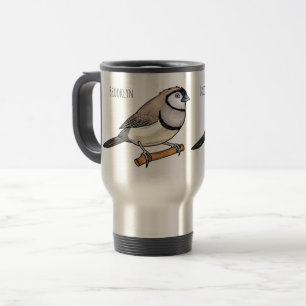 Double-barred finch bird cartoon illustration  travel mug