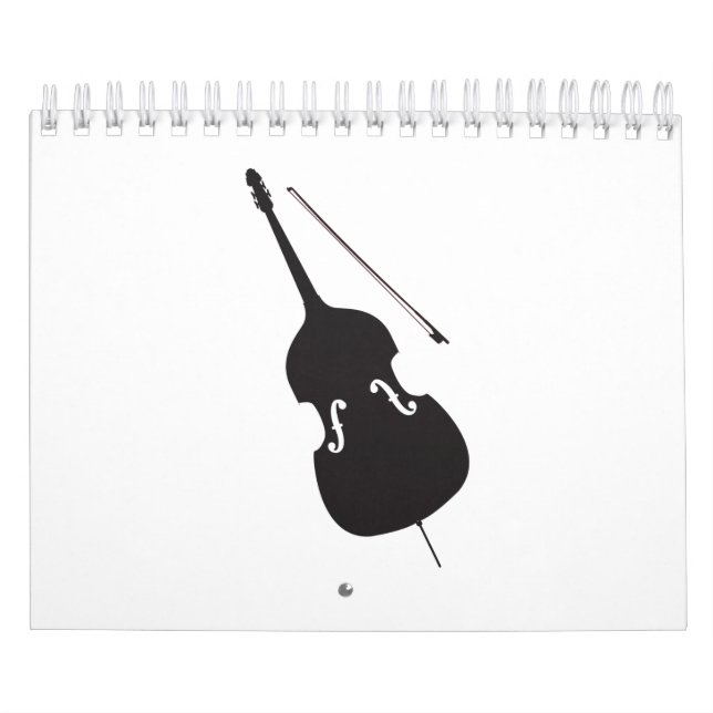 Double Bass And Bow Silhouette Calendar (Cover)