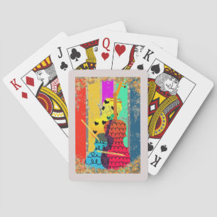 Double Bass And Music Notes Poker Cards