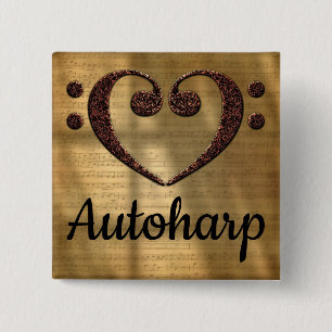 Double Bass Clef Heart Autoharp Button
