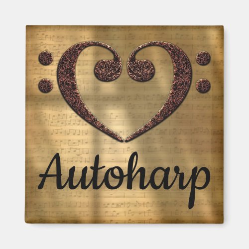 Double Bass Clef Heart Sheet Music Autoharp Square Magnet