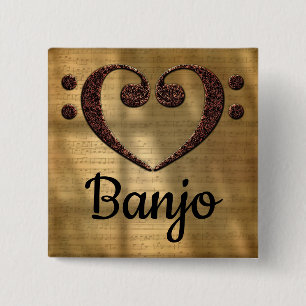 Double Bass Clef Heart Banjo Button