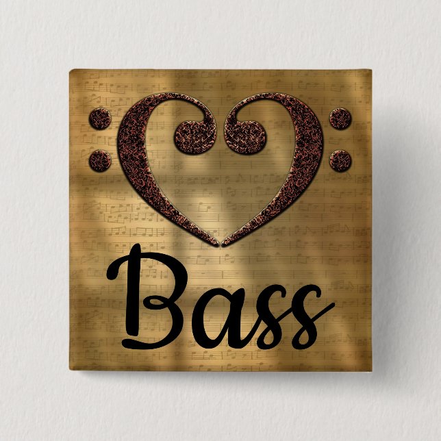Double Bass Clef Heart Bass Button (Front)