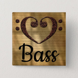 Double Bass Clef Heart Bass Button