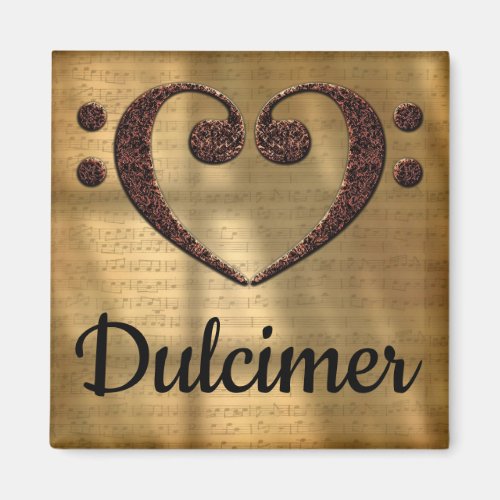 Double Bass Clef Heart Sheet Music Dulcimer Square Magnet