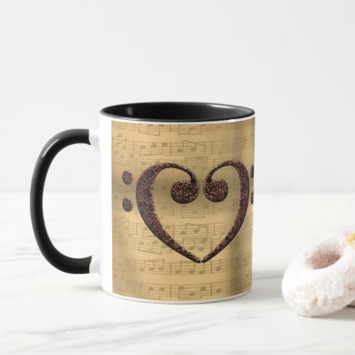 Double Bass Clef Heart for Music Lovers Combo Coffee Mug