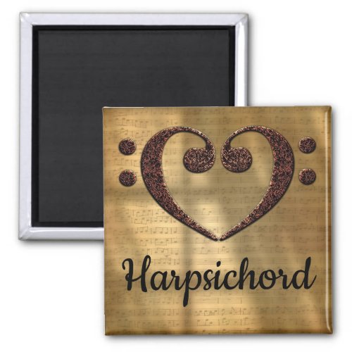 Double Bass Clef Heart Sheet Music Harpsichord Square Magnet
