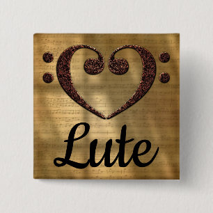 Double Bass Clef Heart Lute Button