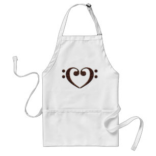 Double Bass Clef Heart Over Sheet Music Adult Apron