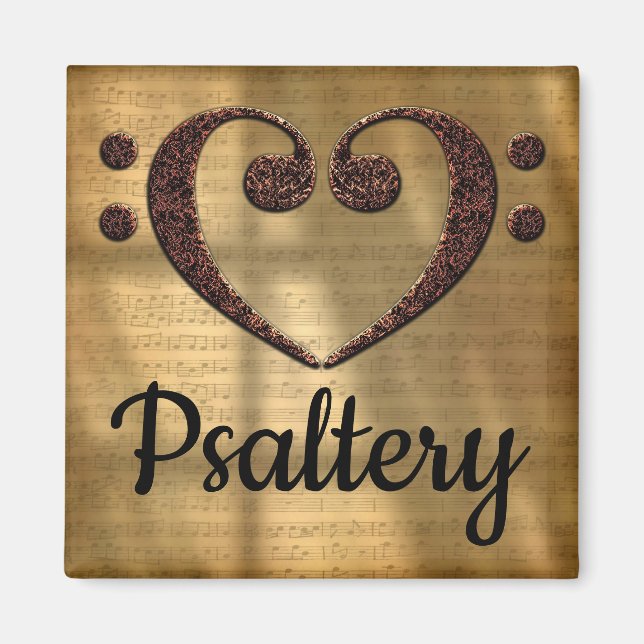 Double Bass Clef Heart Psaltery Magnet (Front)