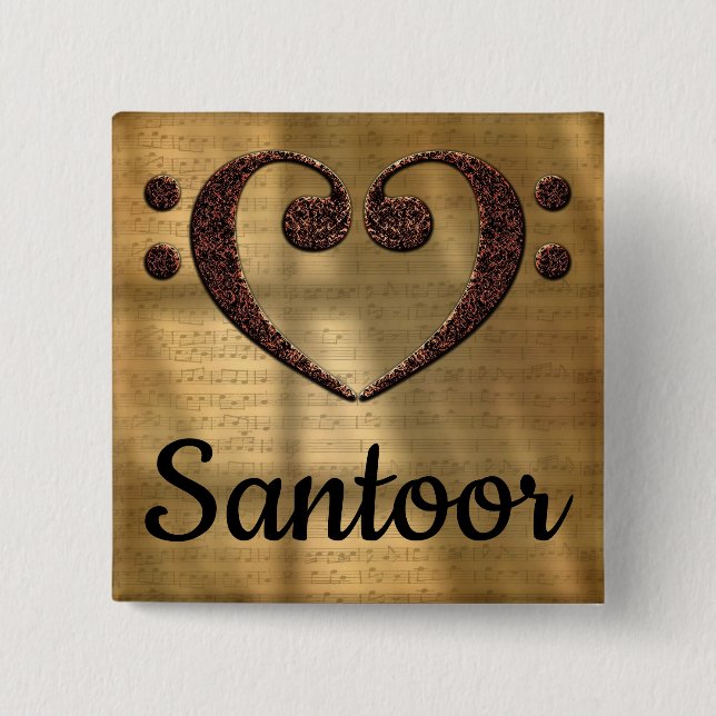 Double Bass Clef Heart Santoor Button (Front)