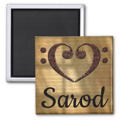 Double Bass Clef Heart Sheet Music Sarod Square Magnet