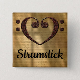 Double Bass Clef Heart Strumstick Button